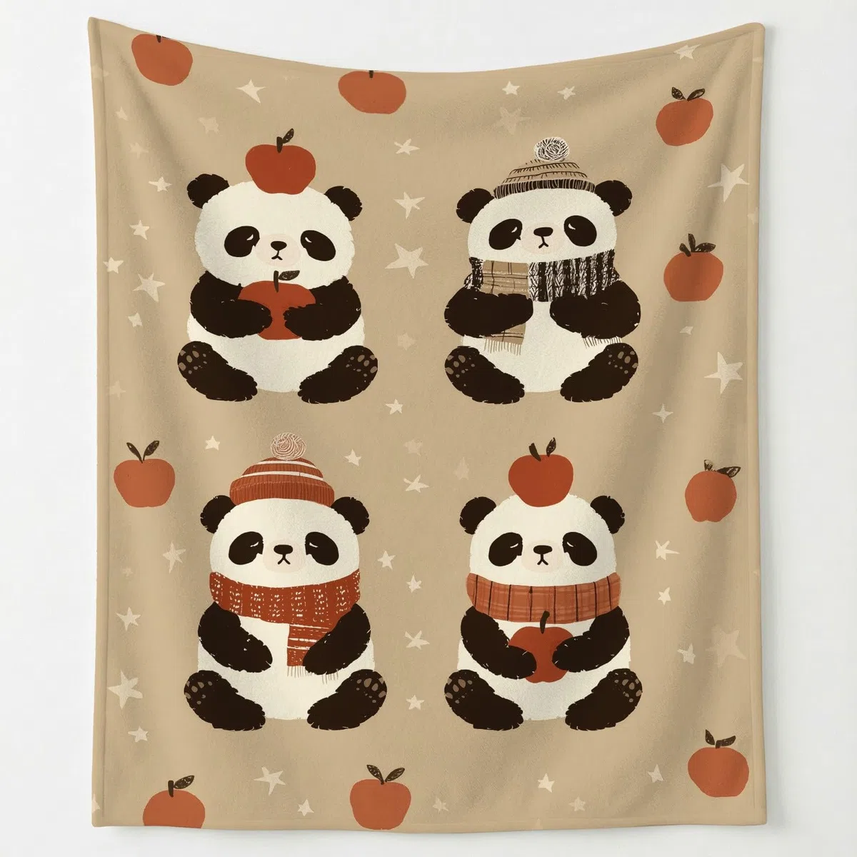 Przytulny koc, 180 x 200 cm, puszysty koc na sofę, brązowy, minimalistyczny, kreskówkowy, słodka panda, miękki, ciepły, lekki, flanelowy, polarowy, koc na sofę, łóżko, kanapę