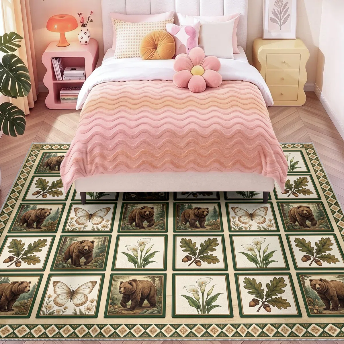 Rustykalny dywan patchwork las 120x180 miękki i wytrzymały, dekoracyjny