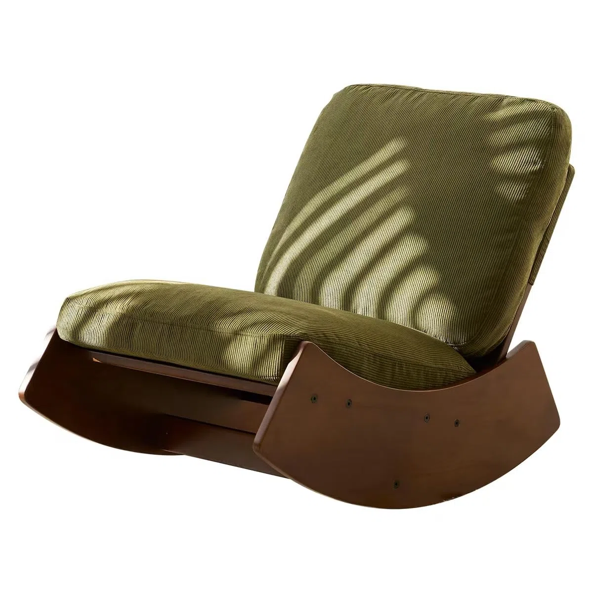 Fotel bujany z litego drewna, do salonu i sypialni, zielony, 90 x 61,5 x 71,9 cm
