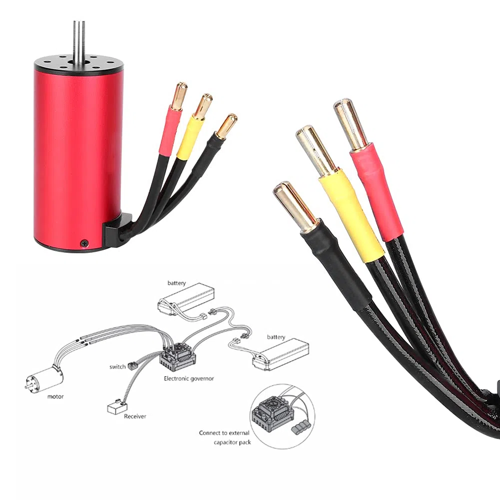 1100W 4-biegunowy silnik bezszczotkowy HH3674 do części zamiennych do łodzi samochodowych 1/10 1/8 RC (2650 KV)