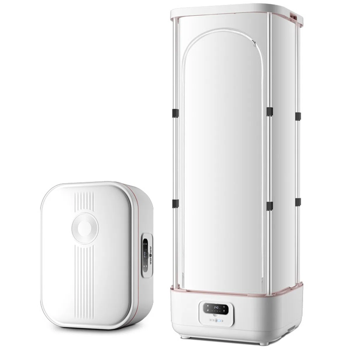 Pionowa parownica do ubrań o mocy 900 W, bezprzewodowa z pilotem, wyposażona w pojemnik do aromaterapii i składany wieszak, składana suszarka do ubrań domowych, do tkanin i ubrań