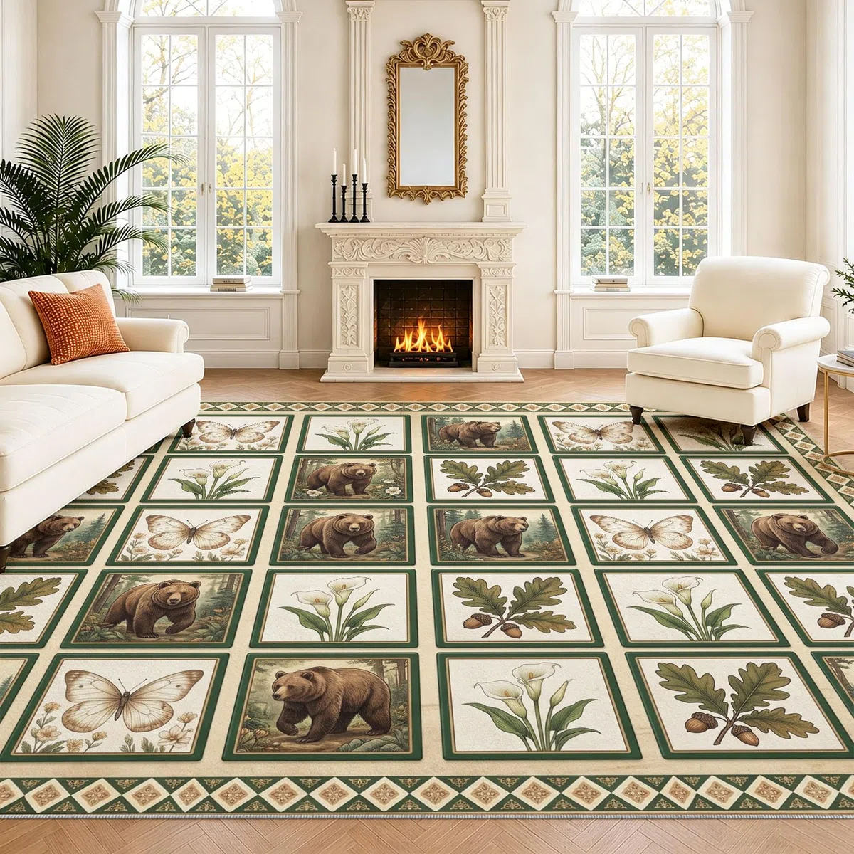 Rustykalny dywan patchwork las 120x180 miękki i wytrzymały, dekoracyjny