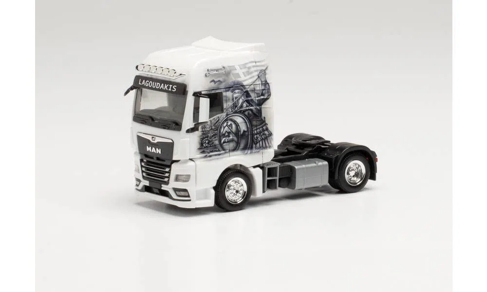 herpa 314473 Man Man TGX GX Lagoudakis 1 / Archilles, Held von Troja" ciągnik miniaturowe modele mały model kolekcjonerski wierny szczegółom, wielokolorowy, S