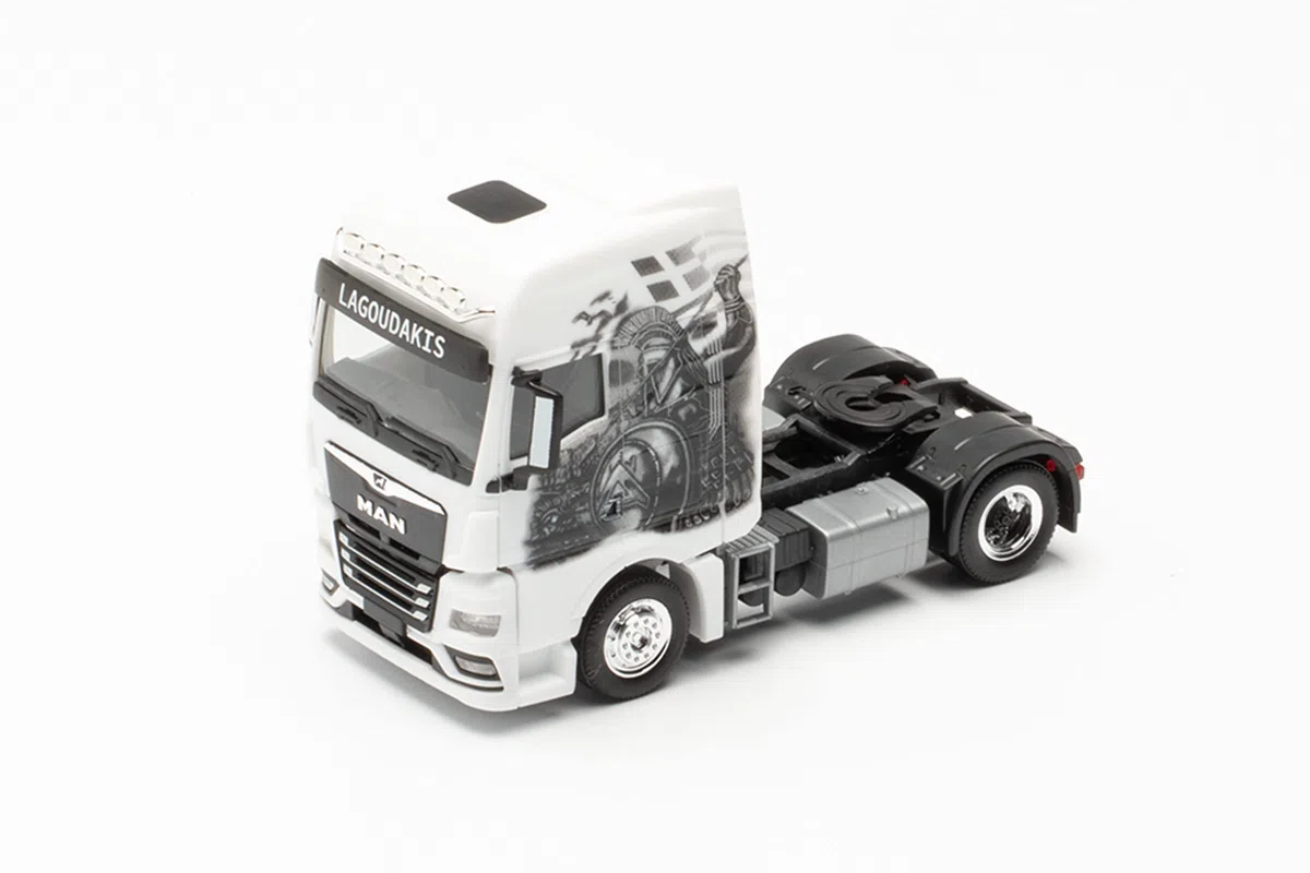 herpa 314473 Man Man TGX GX Lagoudakis 1 / Archilles, Held von Troja" ciągnik miniaturowe modele mały model kolekcjonerski wierny szczegółom, wielokolorowy, S