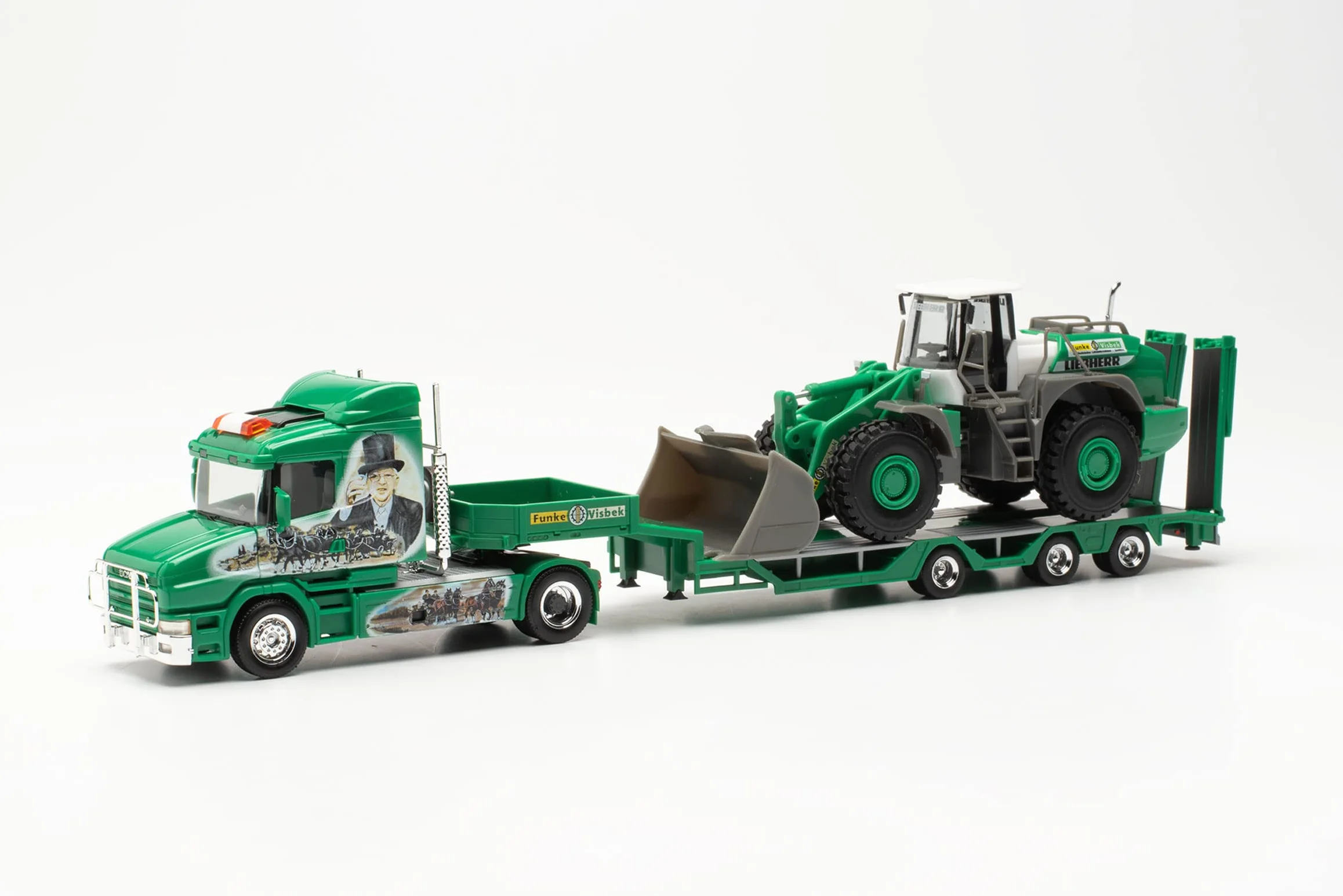 Herpa Scania Model 143 "H.E. Payne Ciągnik naczepa lodówka 1:87, do Dioramy, modelarstwa, części kolekcjonerskie, dekoracja, Made in Germany, tworzywo sztuczne