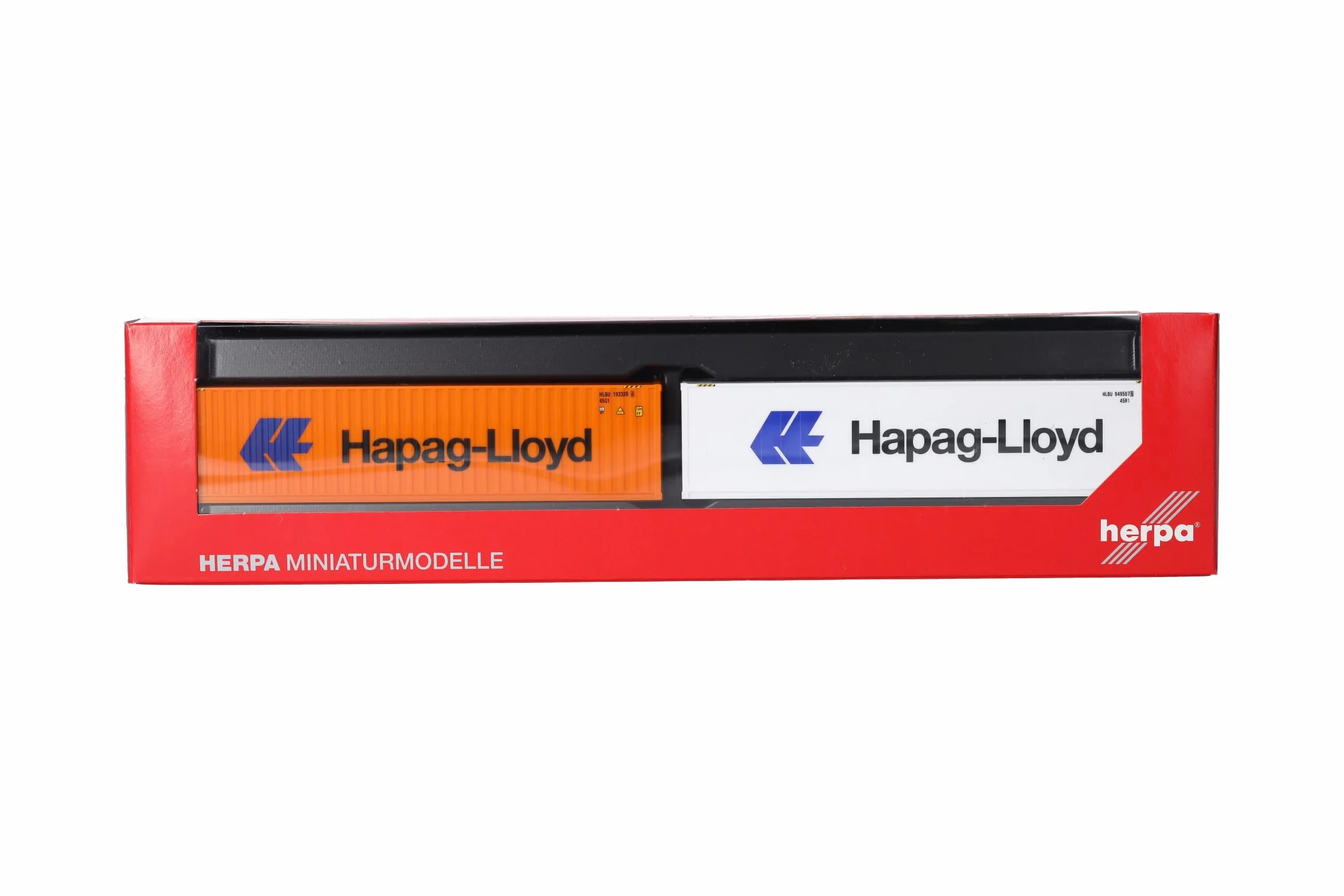 Herpa Zestaw pojemników w skali 1:87, "Hapag Lloyd", miniaturowy plastikowy, wyprodukowany w Niemczech, edycja kolekcjonerska